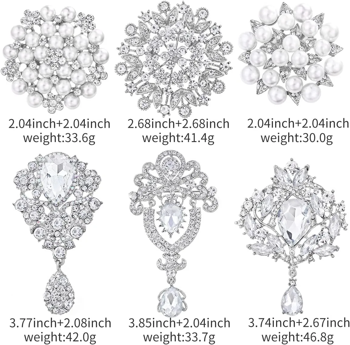 Crystal Rhinestone Flower Brooch Pin Set for Women DIY Bridal Wedding Bouquet Kit