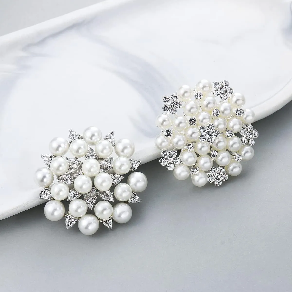 Crystal Rhinestone Flower Brooch Pin Set for Women DIY Bridal Wedding Bouquet Kit