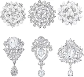 Crystal Rhinestone Flower Brooch Pin Set for Women DIY Bridal Wedding Bouquet Kit