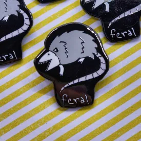 Dark Metal Feral Possum Enamel Pin