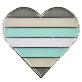 Demiboy Flag Silver Metal Heart Lapel Pin Badge