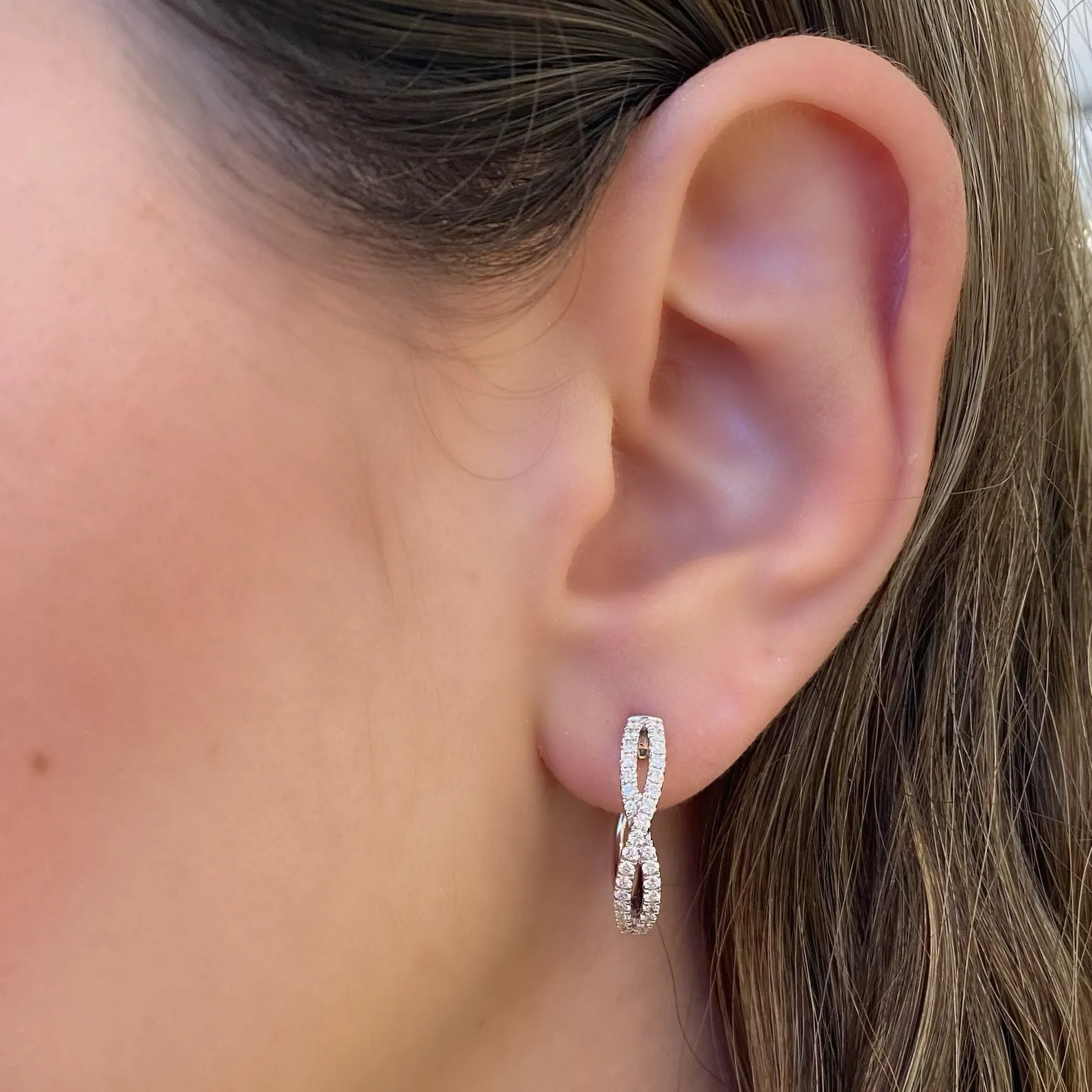Diamond Twist Hoop Earrings
