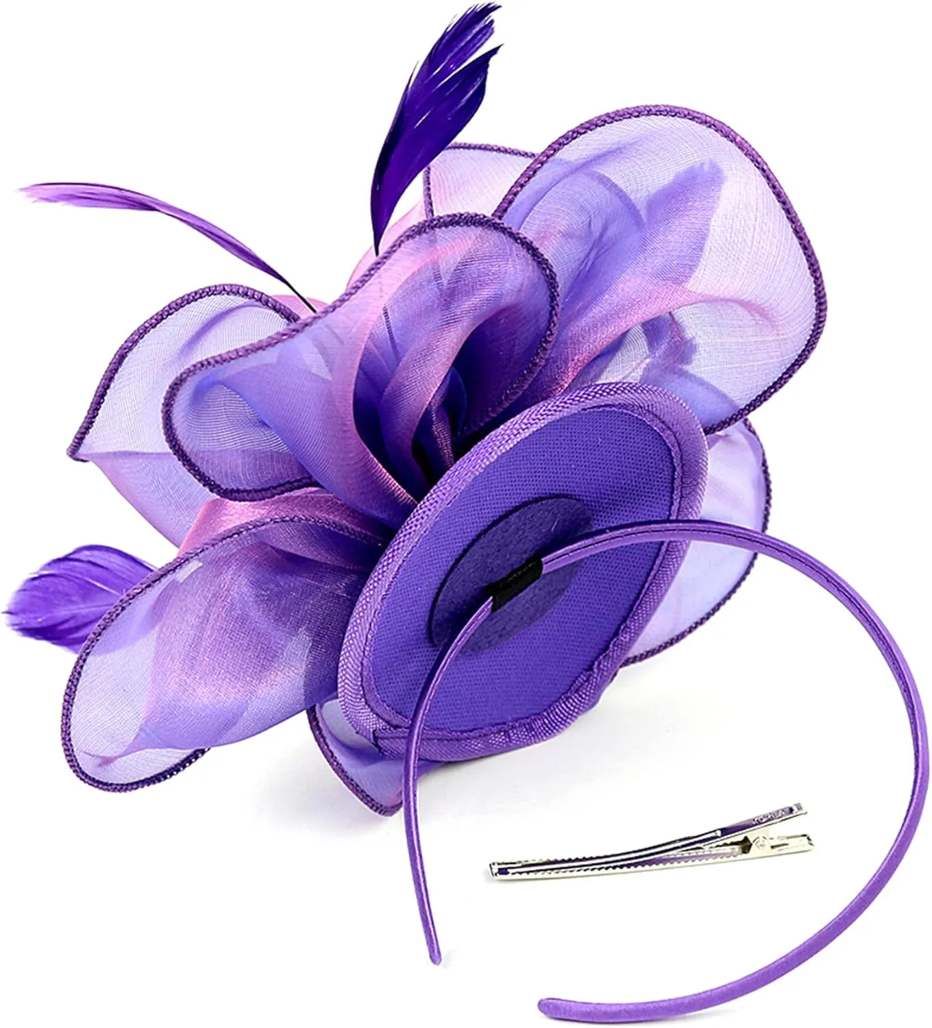 Dodheah Fascinators Hat for Women Tea Party Derby Hats Pillbox Hat Flower Feathers Wedding Headwear with Headband Hair Clip
