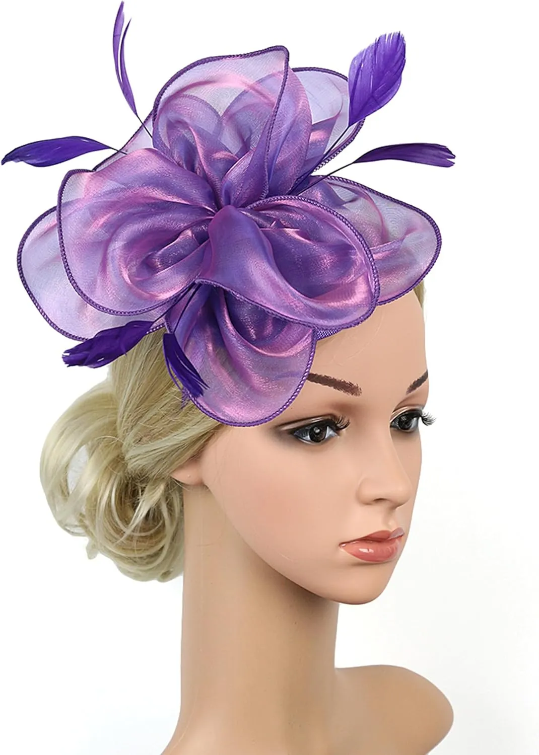 Dodheah Fascinators Hat for Women Tea Party Derby Hats Pillbox Hat Flower Feathers Wedding Headwear with Headband Hair Clip