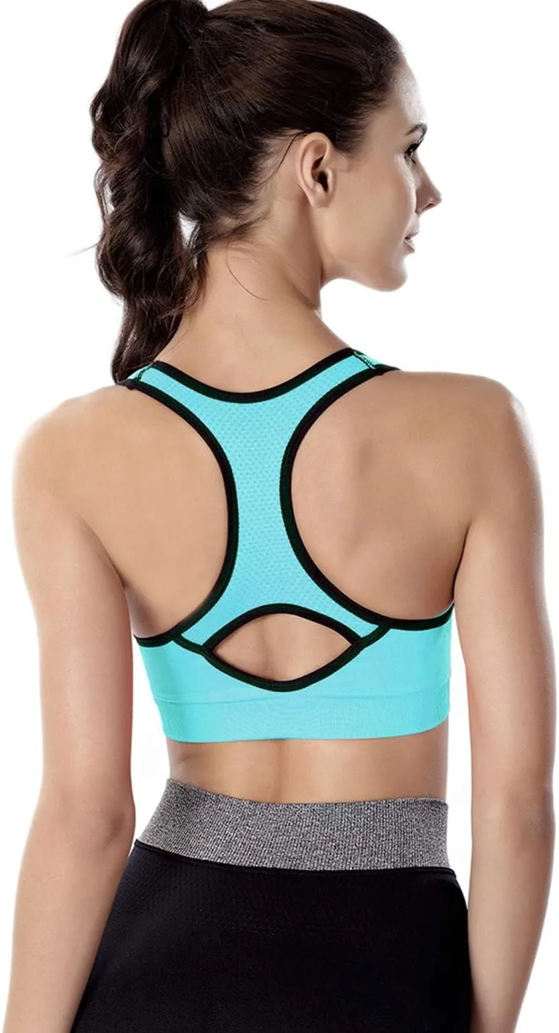 Double Couple Women Racerback Sports Bras for Women High Impact Workout Yoga Gym Fitness Bra