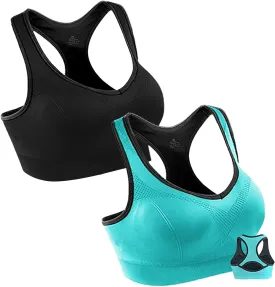 Double Couple Women Racerback Sports Bras for Women High Impact Workout Yoga Gym Fitness Bra