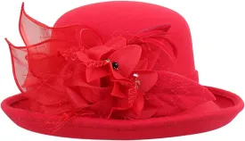 Elegant Hat for Men Women Wide Brim Boater Fedora Flat Top Hat Church Cap Vintage Hats for Women Fall Hat