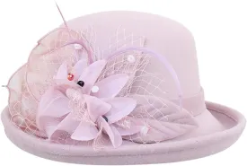 Elegant Hat for Men Women Wide Brim Boater Fedora Flat Top Hat Church Cap Vintage Hats for Women Fall Hat