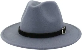 Fashion Flat Top Panama Rancher Jazz Hat Fedora Hats with Belt Buckle Wide Brim Outdoor Floppy Hat for Women Men