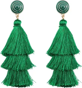 Fashion Tassel Dangle Earrings for Women Boho Holiday Festive Earrings Colorful Tiered tassel Earrings Bohemian Jewelry for Women Teen Girls Gift