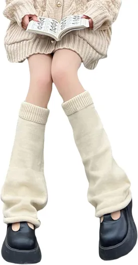 Fernvia Womens Lolita Knit Long Socks Leg Warmers Harajuku Japanese Kawaii Boot Socks Winter Ankle Heap Sock