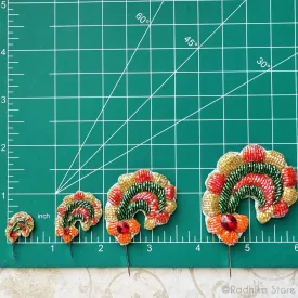 Festival Curls - Orange - Embroidery Turban Pins - Set of 2