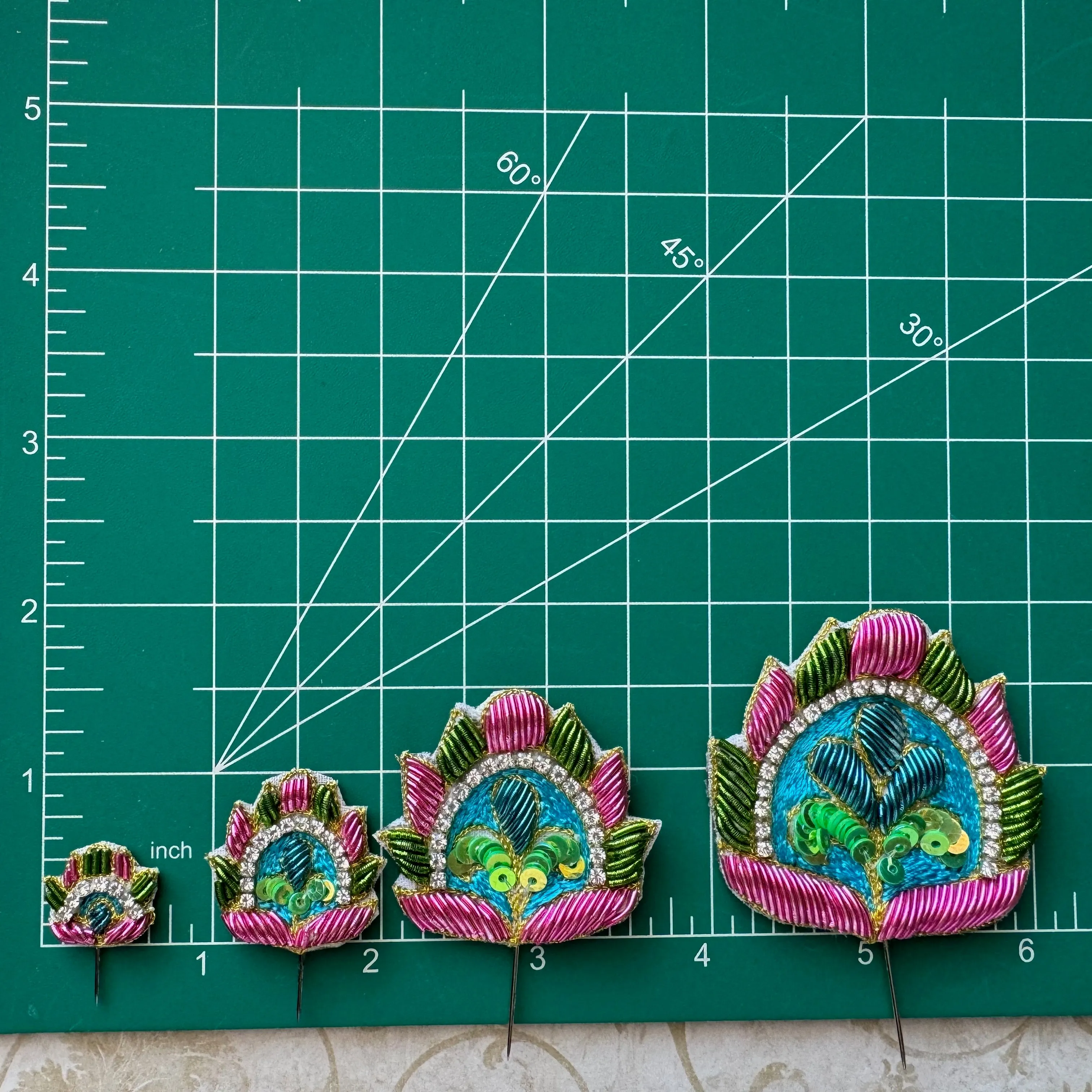 Festival Curls - Sea Blue - Embroidery Turban Pins - Set of 2