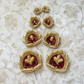 Festival Fan - Golden Maroon - Embroidery Turban Pins - Set of 2