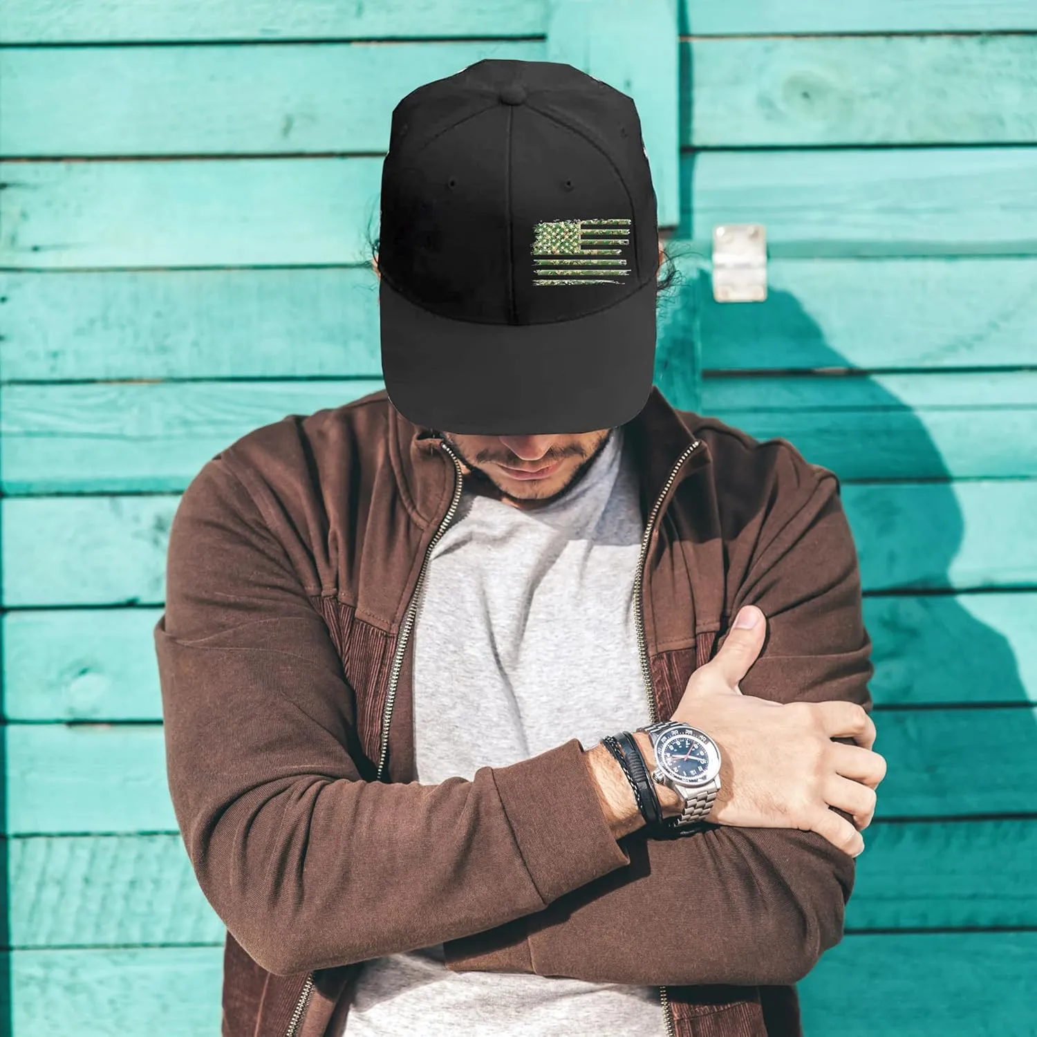 Flat Bill Hats for Men Black Snapback Hats for Men Adjustable Baseball Cap Fitted Cool Hip Hop Hat
