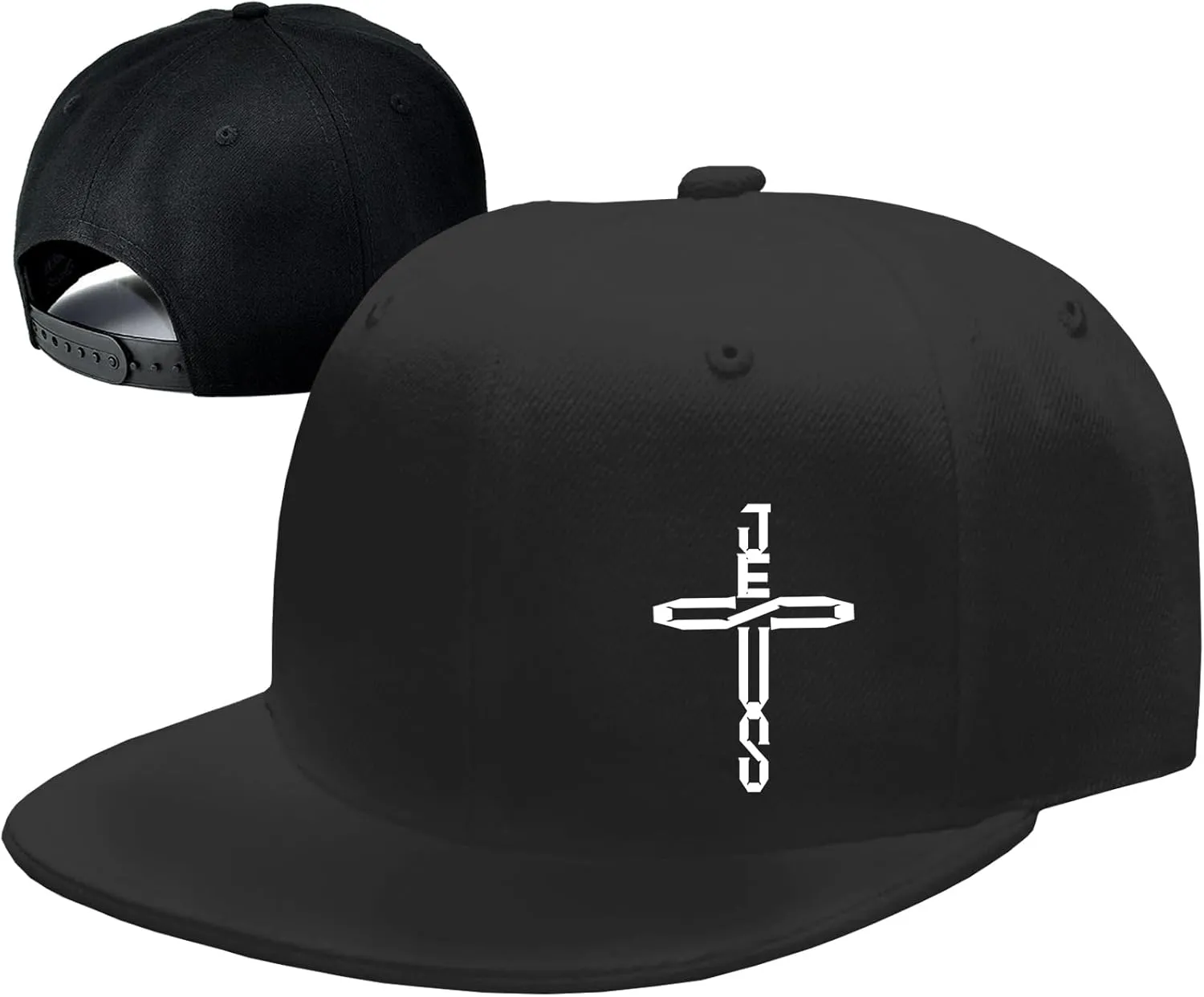 Flat Bill Hats for Men Black Snapback Hats for Men Adjustable Baseball Cap Fitted Cool Hip Hop Hat