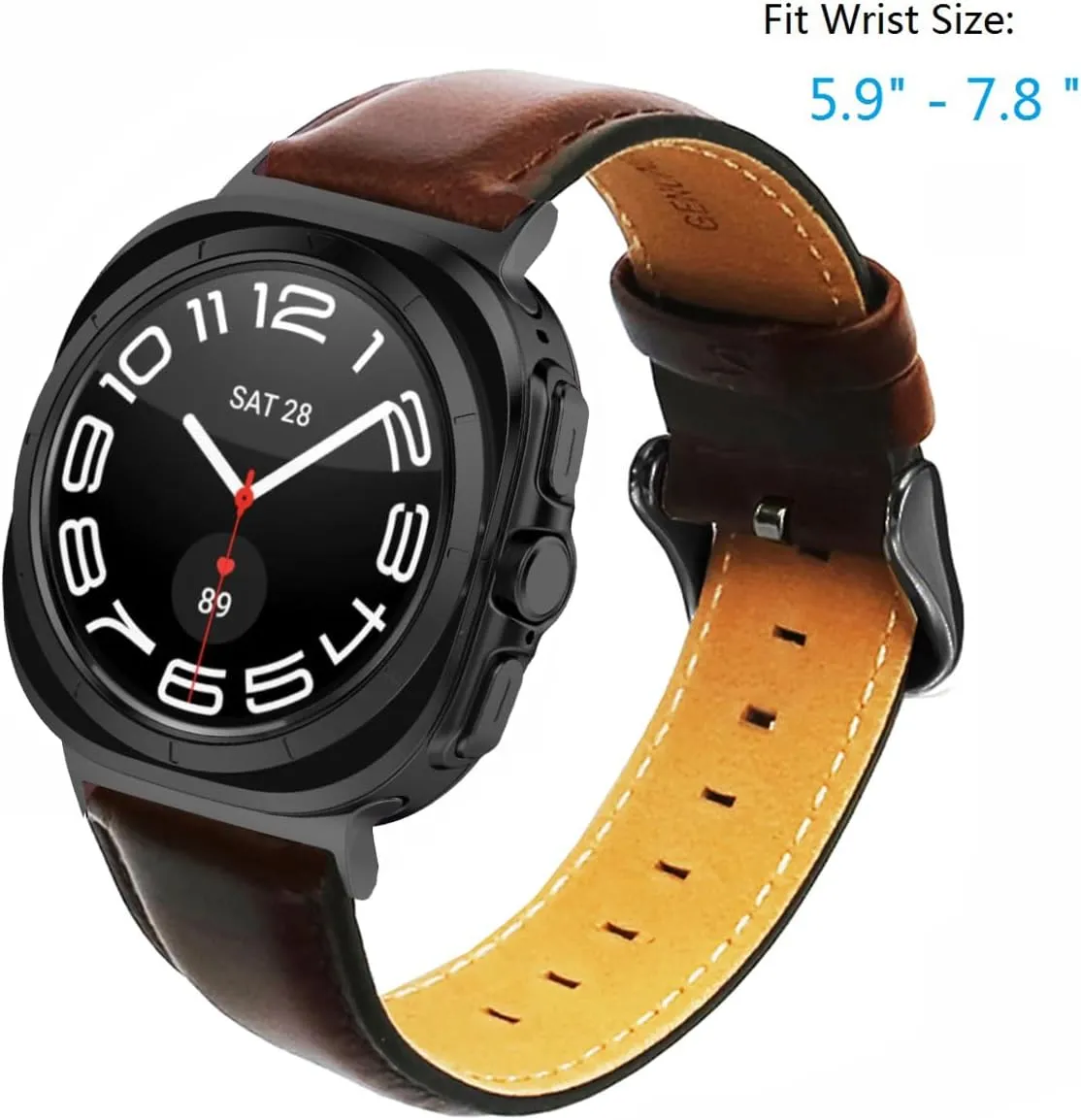 for Samsung Galaxy Watch 7 Ultra Bands 47mm Men Women, No Gaps Quick Release Genuine Leather Replacement strap with Stainless Steel Buckle for Galaxy Watch 7 Ultra Smartwatch Brown