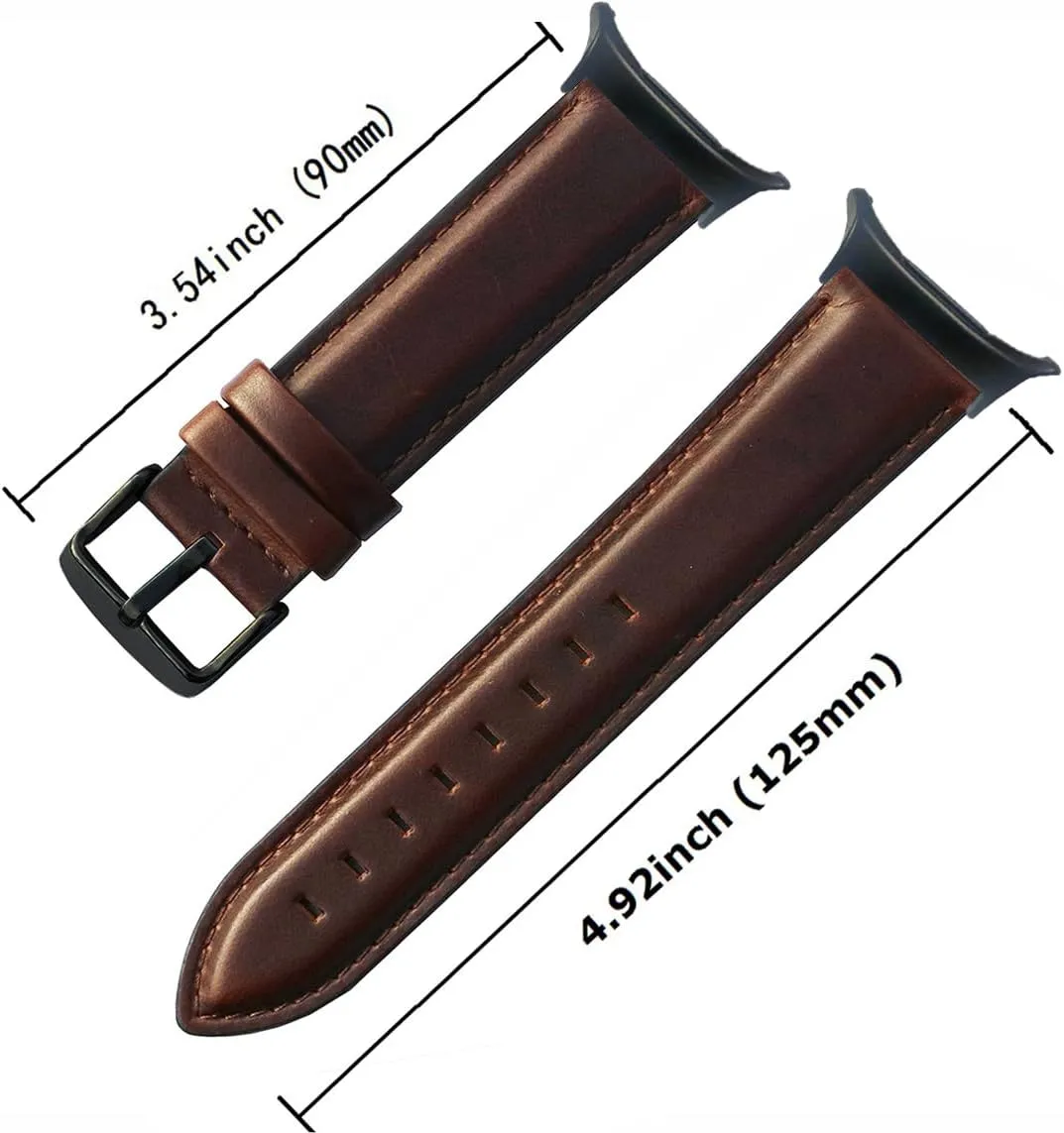 for Samsung Galaxy Watch 7 Ultra Bands 47mm Men Women, No Gaps Quick Release Genuine Leather Replacement strap with Stainless Steel Buckle for Galaxy Watch 7 Ultra Smartwatch Brown