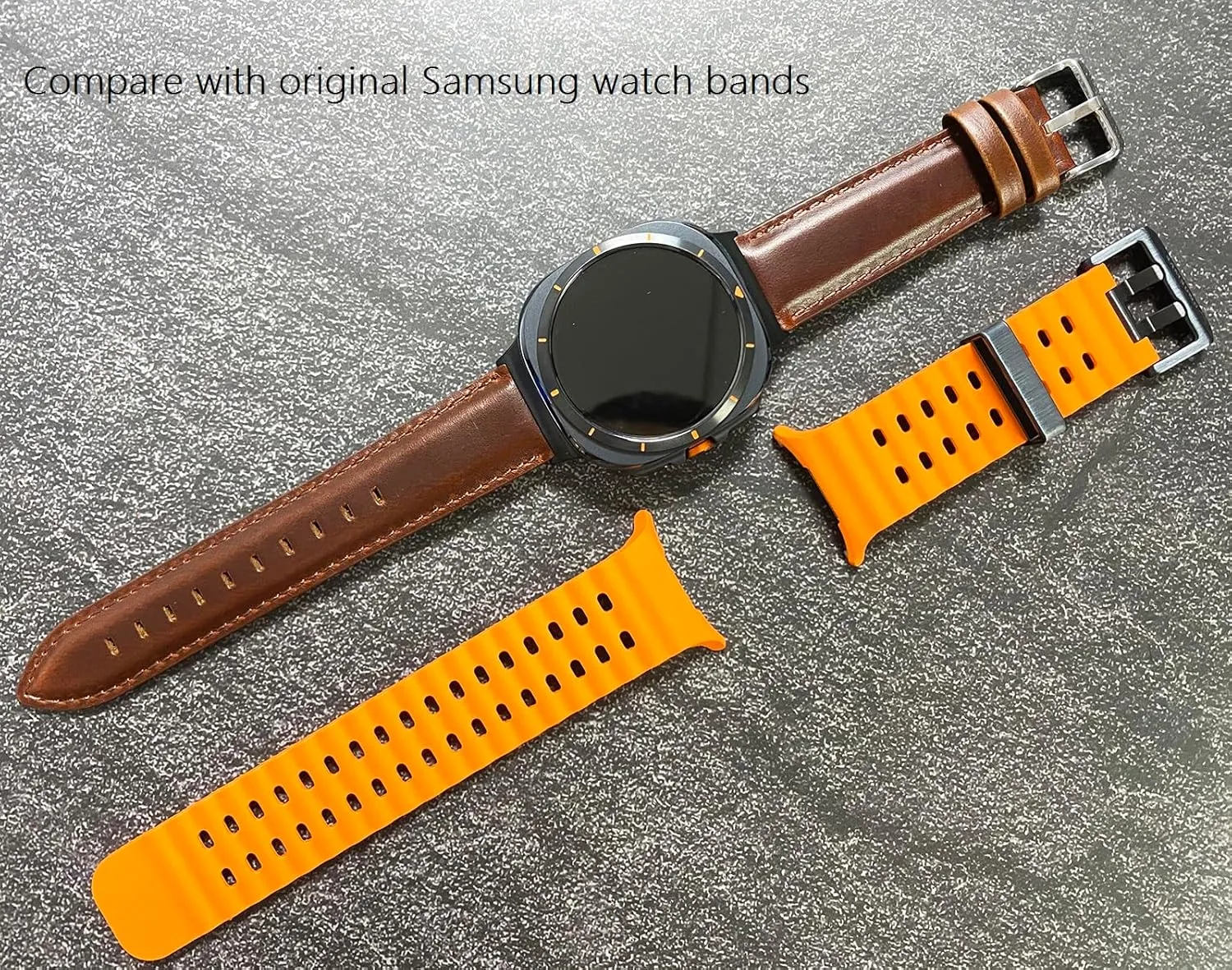 for Samsung Galaxy Watch 7 Ultra Bands 47mm Men Women, No Gaps Quick Release Genuine Leather Replacement strap with Stainless Steel Buckle for Galaxy Watch 7 Ultra Smartwatch Brown