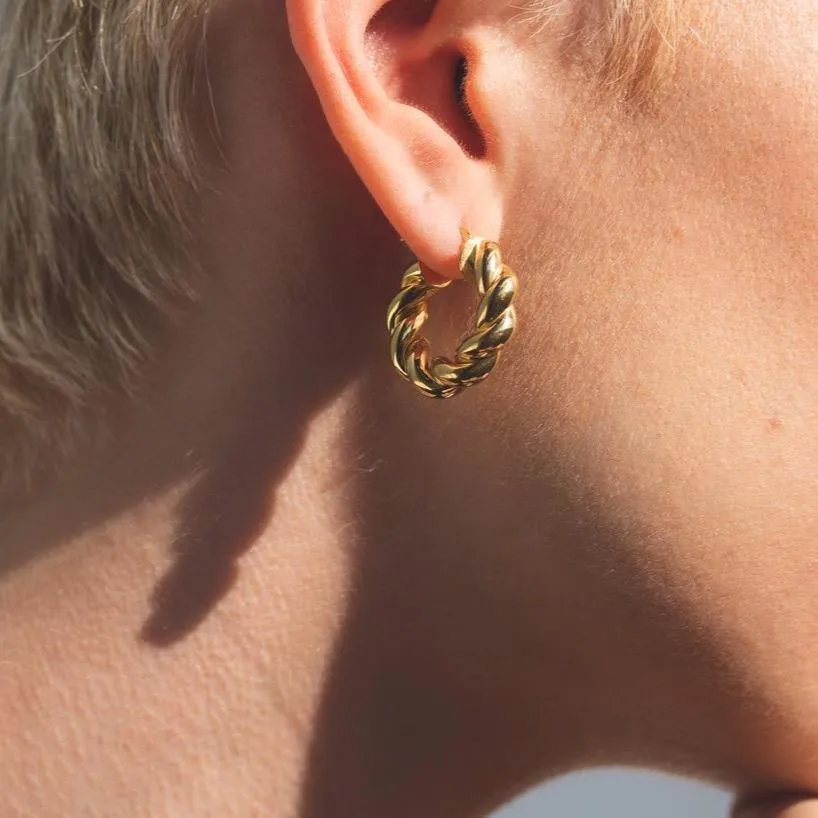 Gold Swirl Hoop Earrings - Large Size