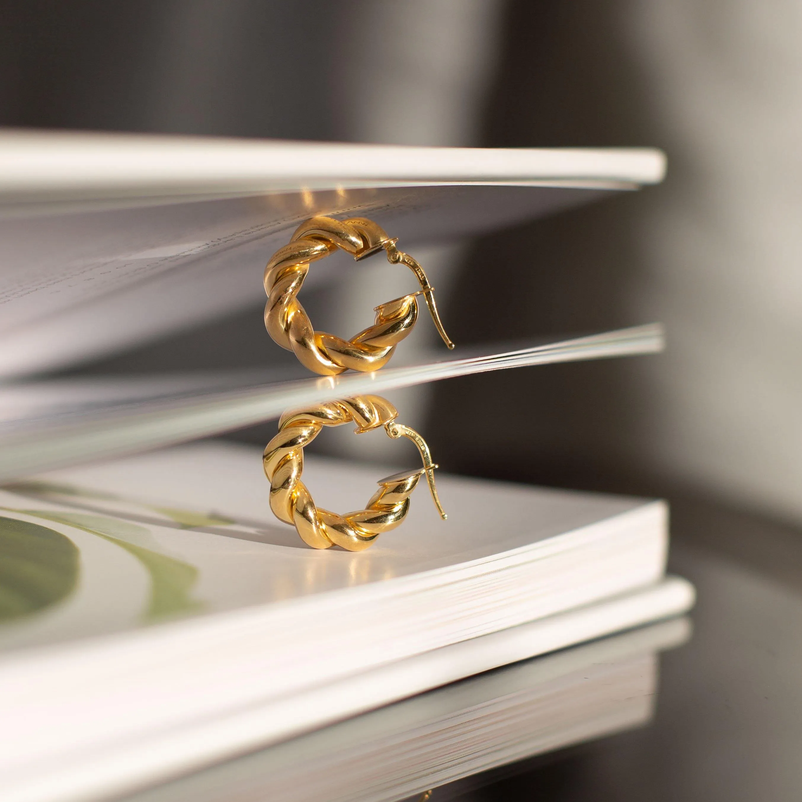 Gold Swirl Hoop Earrings - Large Size
