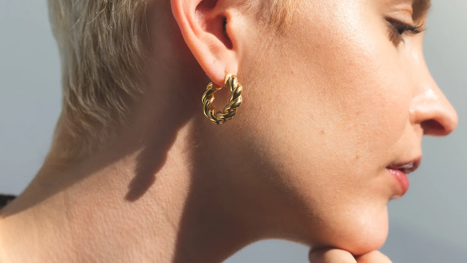 Gold Swirl Hoop Earrings - Large Size