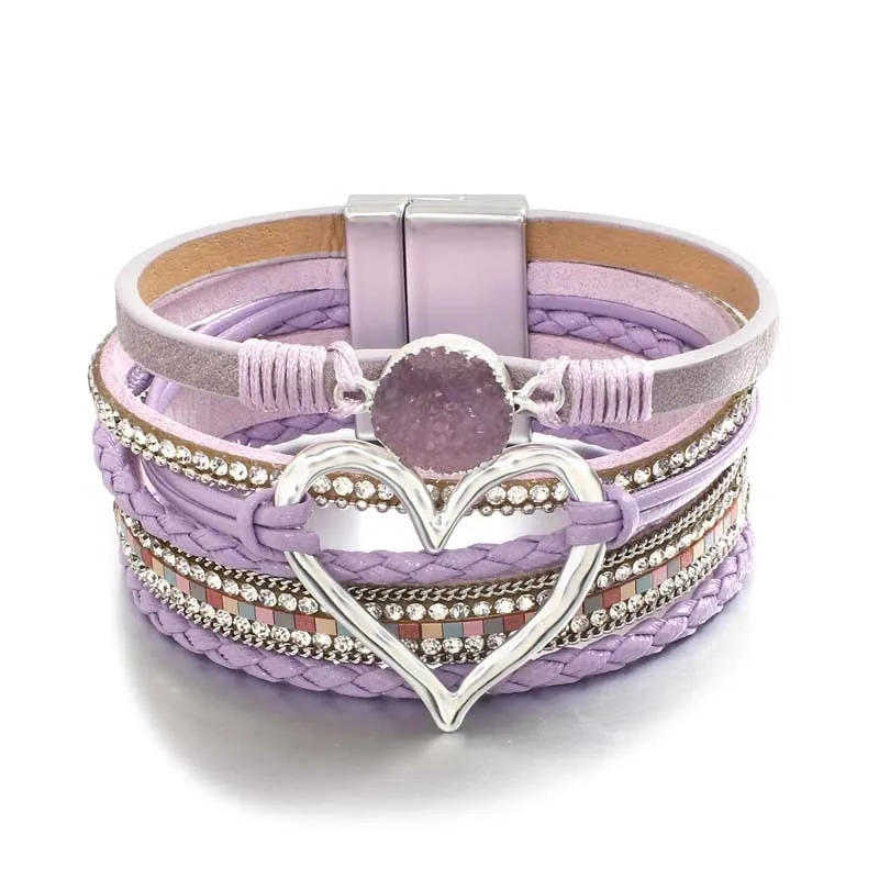 Heart Accent Multi-layer Beaded Summer Bracelets
