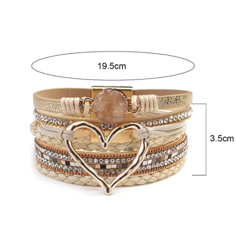 Heart Accent Multi-layer Beaded Summer Bracelets