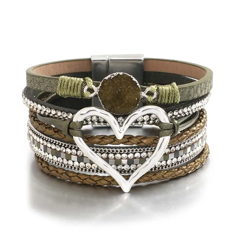 Heart Accent Multi-layer Beaded Summer Bracelets