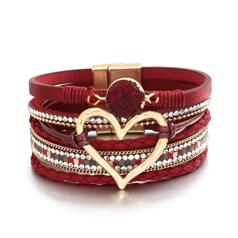 Heart Accent Multi-layer Beaded Summer Bracelets