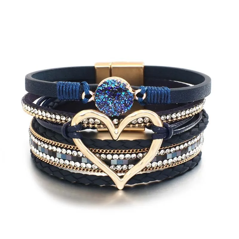 Heart Accent Multi-layer Beaded Summer Bracelets
