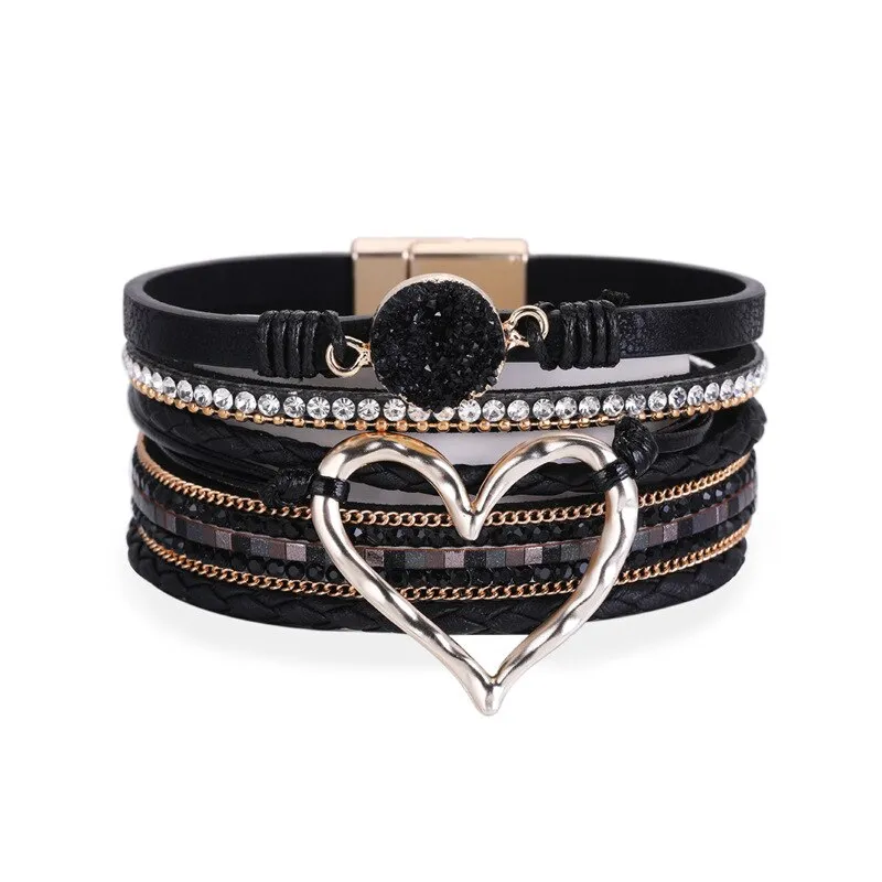 Heart Accent Multi-layer Beaded Summer Bracelets
