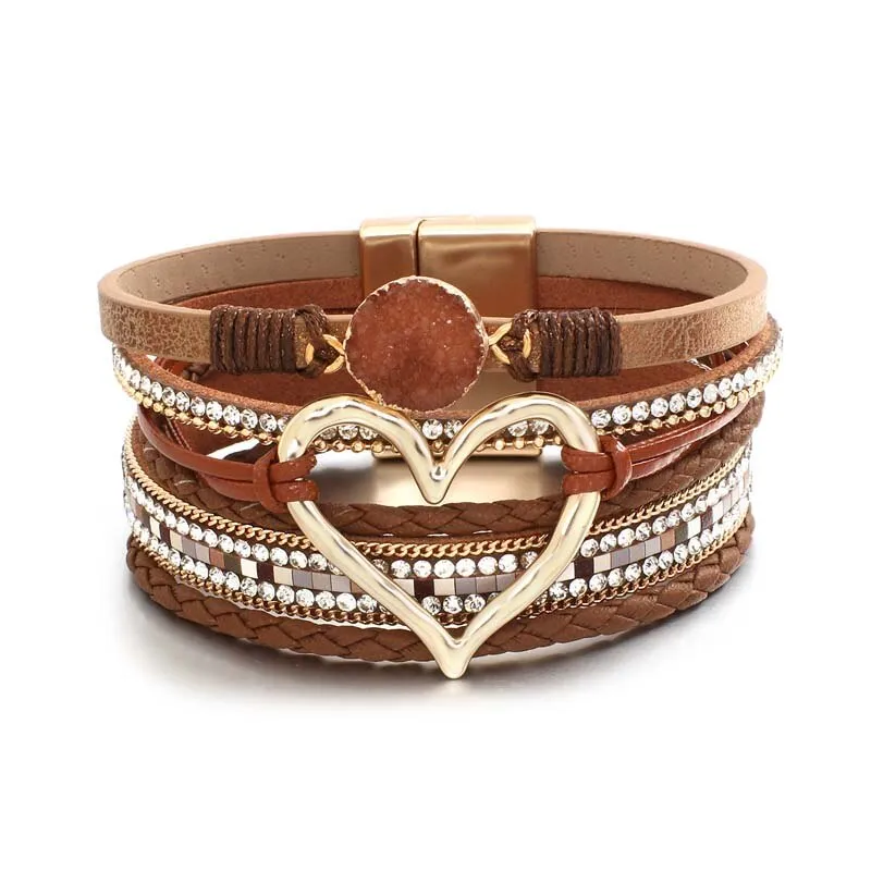 Heart Accent Multi-layer Beaded Summer Bracelets