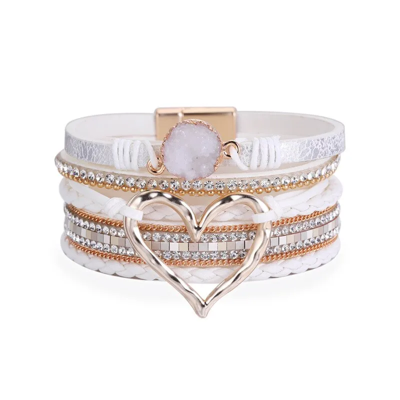 Heart Accent Multi-layer Beaded Summer Bracelets