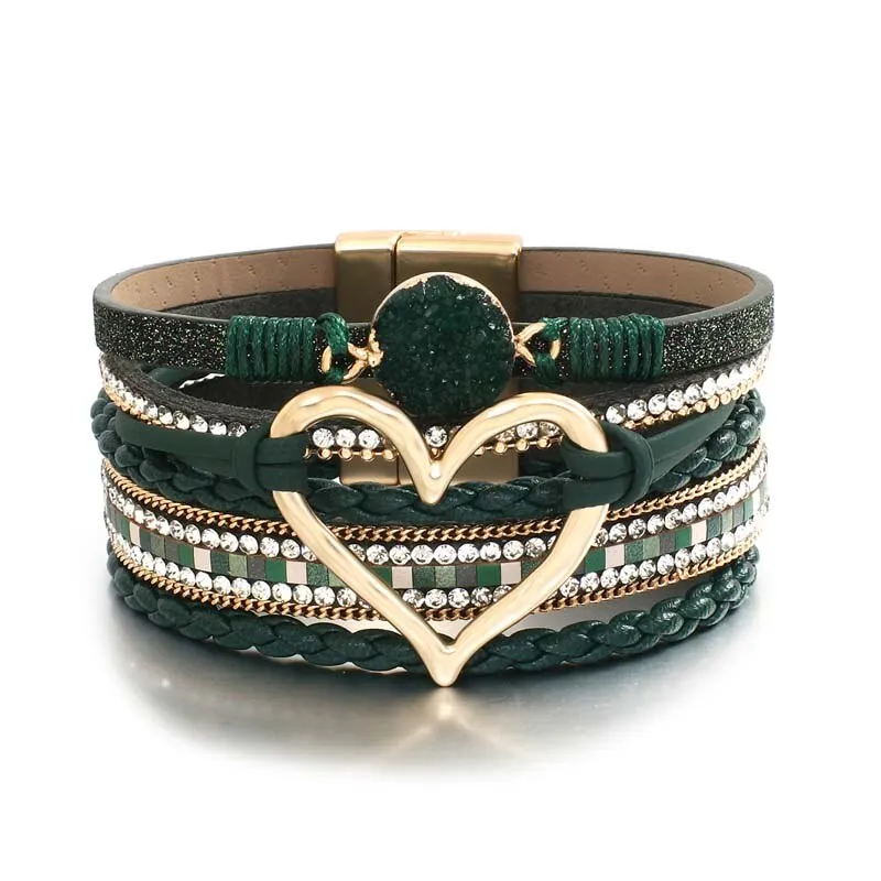 Heart Accent Multi-layer Beaded Summer Bracelets
