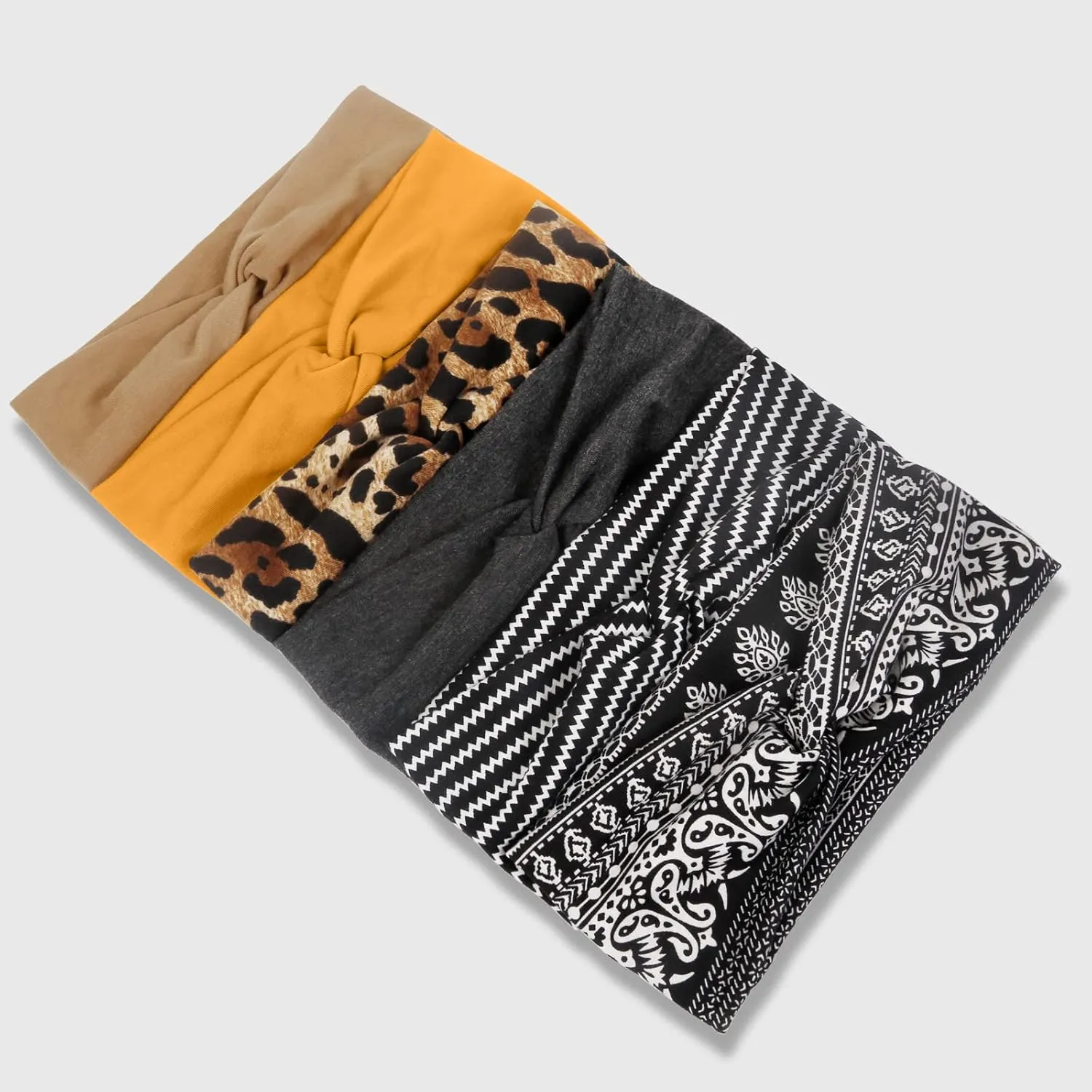 Huachi Boho Headbands for Women's Hair Fashion Turban Head Bands Non Slip Wide Twisted Headwraps Workout Hair Accessories, 6 Pack