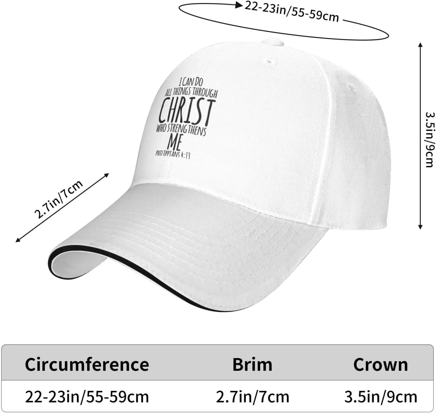 I Can Do All Things Through Christ, Christian God Baseball Caps Men Women Ball Hat Adjustable Trucker Hat Cowboy Hat