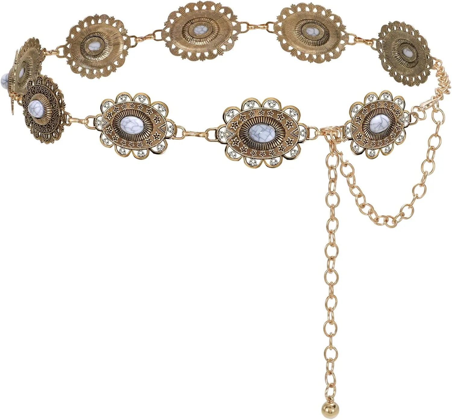 JASGOOD Western Metal Concho Belt for Women Cowgirl Waist Chain for Women Dress Pants
