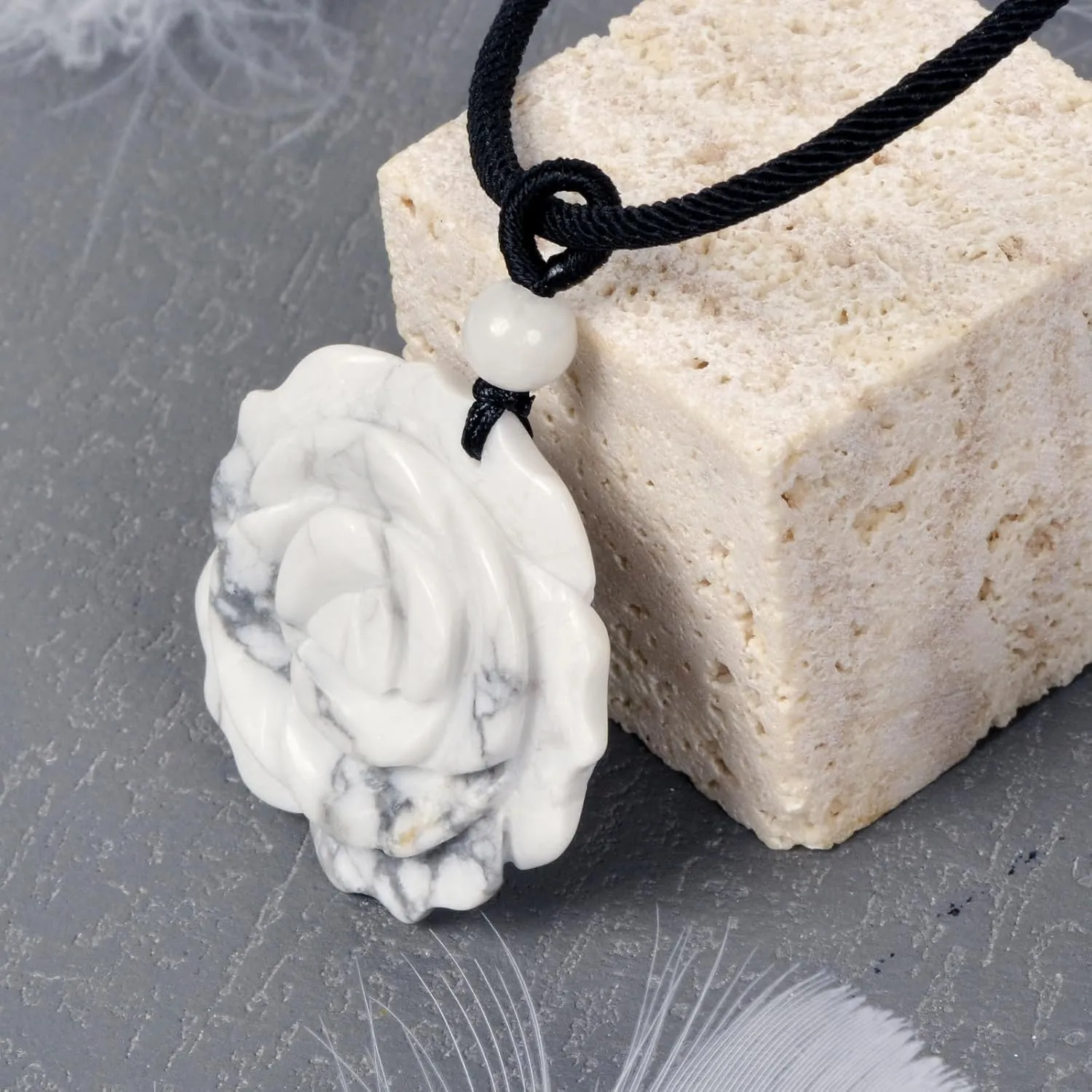 Justinstones Natural Gemstone Carved Rose Flower 35mm Pendant Necklace Crystal Healing Reiki Chakra Jewelry Necklace 22 inch