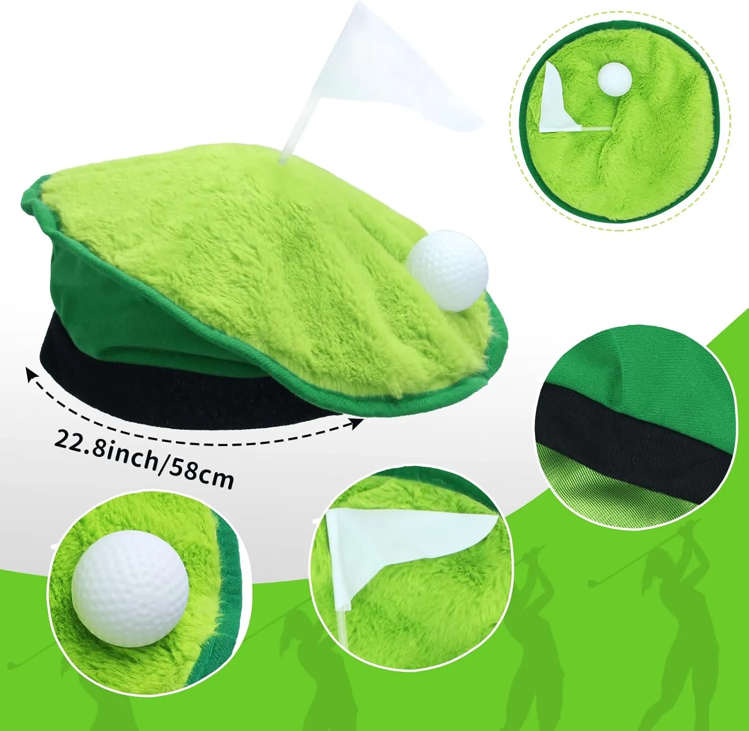 Kyson Golf Costume Accessories Set for Women - 4 Pcs Hat, Gloves, Argyle Socks, Skinny Scarf for Halloween Golf Themed Party