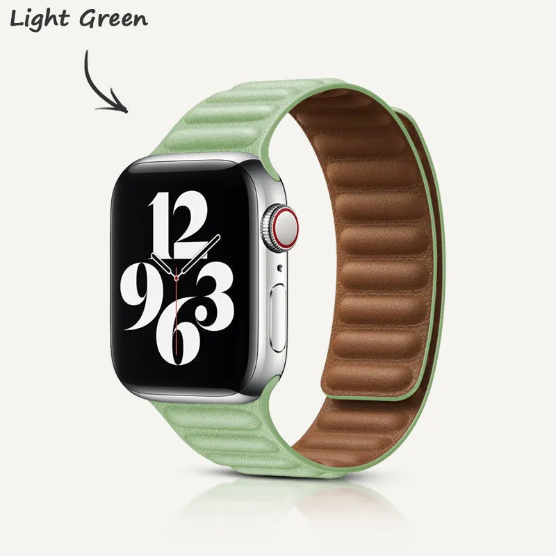 Light Green | Leather Link Magnetic Strap