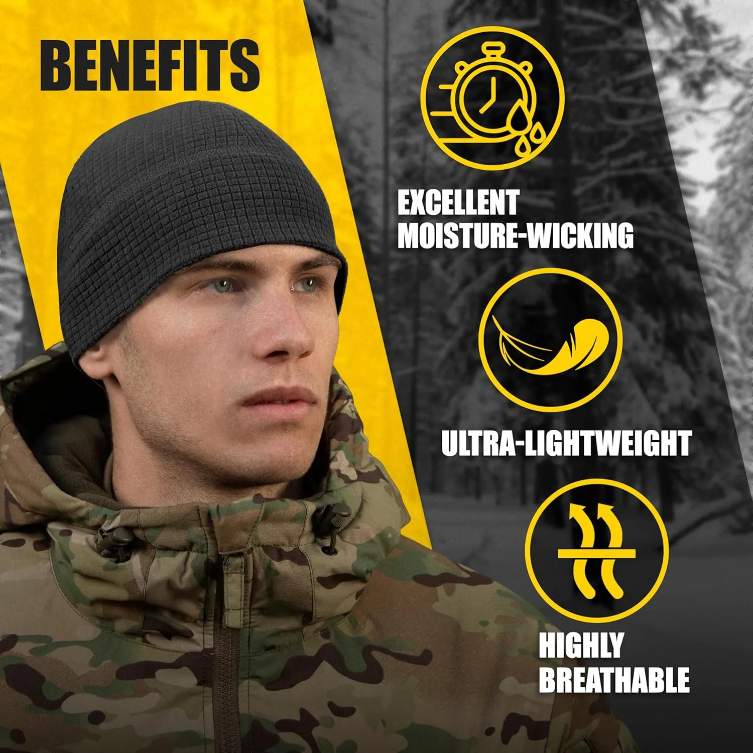 M-Tac Grid Fleece Beanie - Tactical Watch Cap - Breathable Hat Lightweight Scull Cap