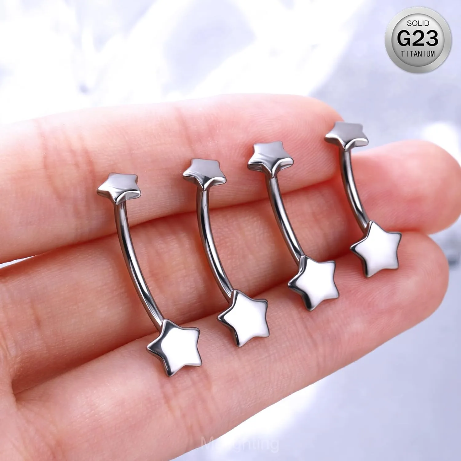 Melighting Titanium Belly Button Ring 14G Star Belly Ring Internally Threaded G23 Titanium Belly Piercing Hoop Navel Barbell Body Piercing Jewelry