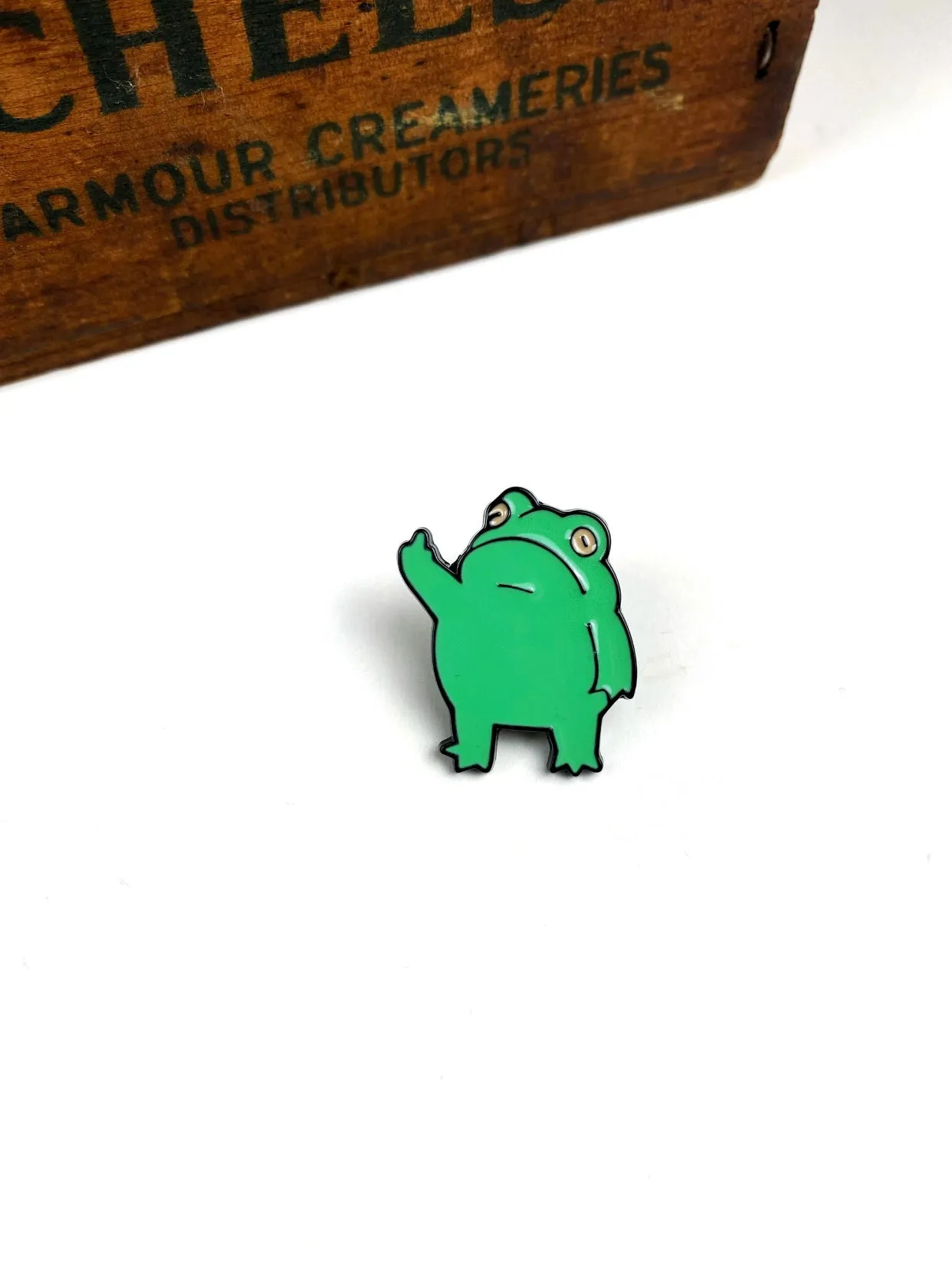 Middle Finger Frick Frog Enamel Hat Lapel Pin, Hard Enamel Bag Pin, Collector Pin, Project Bag Pin