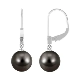 Minimal Black Pearl Solitaire Drop Earrings