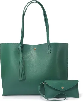Minimalist Clean Cut Pebbled Faux Leather Tote Womens Shoulder Handbag