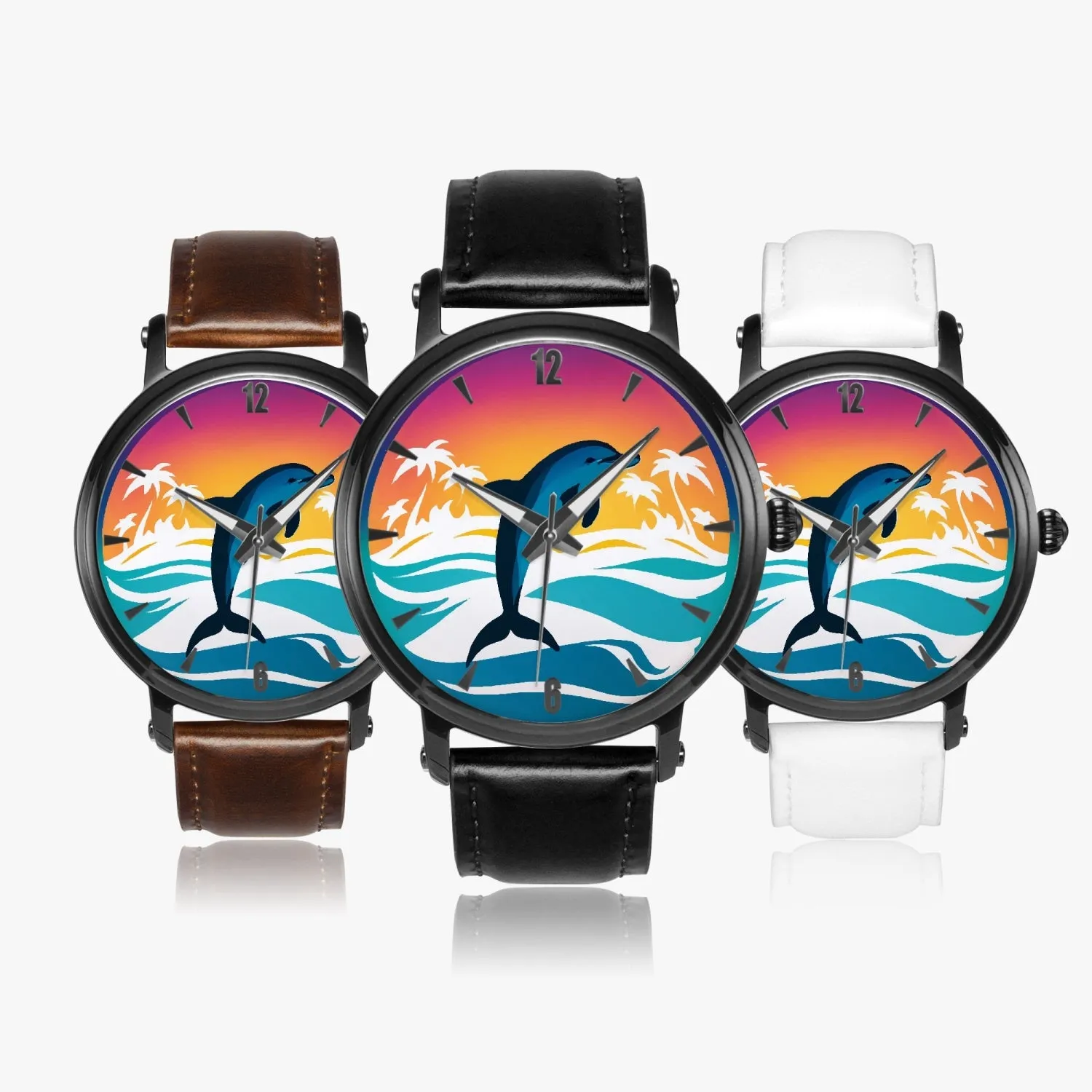 Montre automatique unisexe 46 mm (noire) "Dauphin" (157)