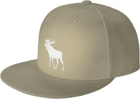 Moose Flat Bill Hat Unisex Fashion Adjustable Flat Brim Hat Black