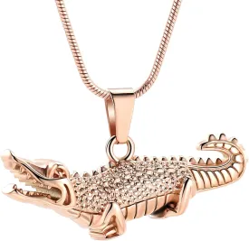 Oinsi Crocodile Cremation Jewelry For Ashes For Pet Stainless Steel Aligator Memorial Urn pendant Necklace For Men Keepsake Jewelry Gifts