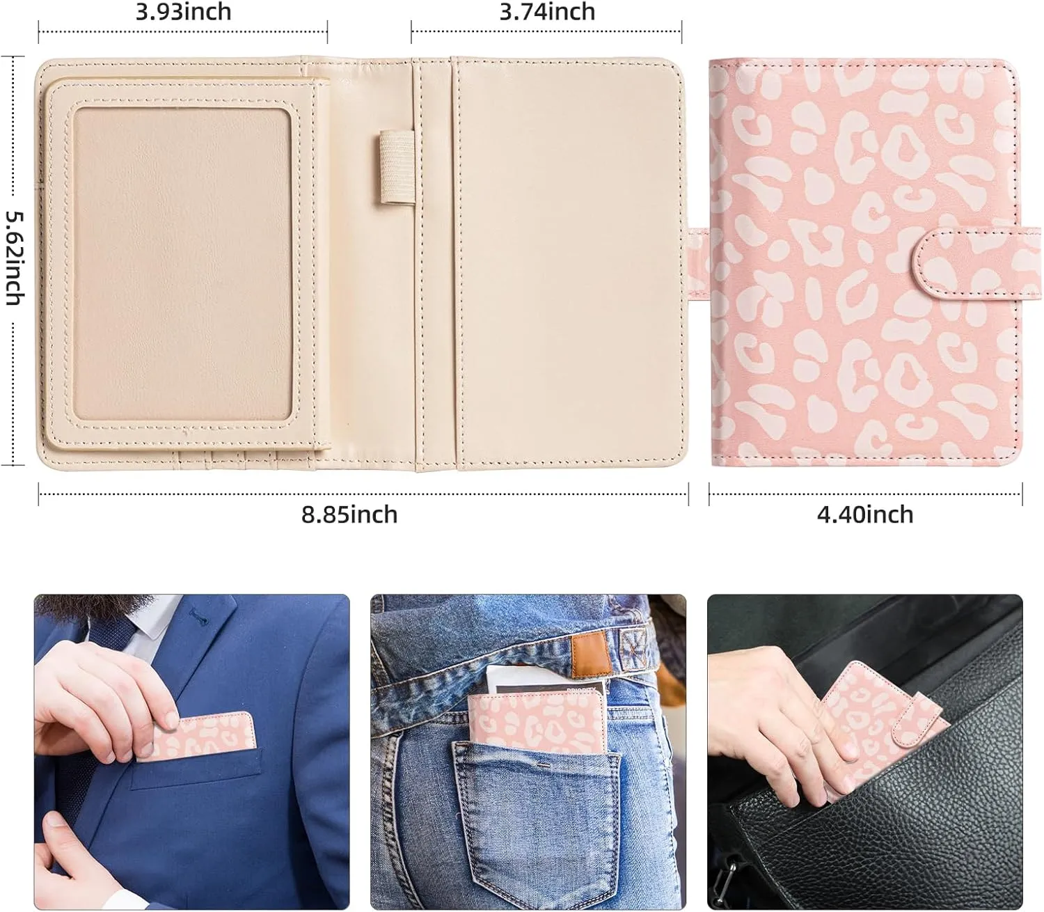passport holder, passport cover, vaccine card holder, waterproof leather travel wallet with rfid blocking for men/women